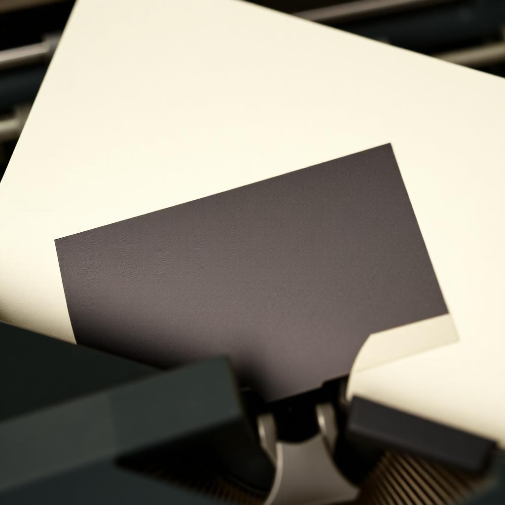A sheet of black carbon paper laid between two sheets of white typing paper.